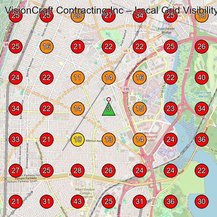 VisionCraft Contracting Inc GeoGrid visibility map for General Contractor in Bronx